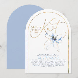 Invitación Dusty Blue Bow She's Tying The Knot Bridal Shower