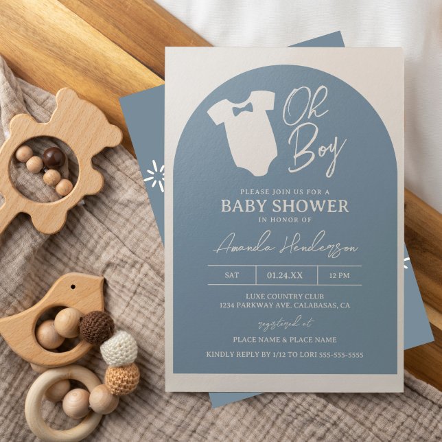 Invitación Dusty Blue Bow Tie Baby Shower (Subido por el creador)