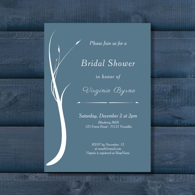 Invitación Dusty Blue Bridal Shower (Dusty Blue Bridal Shower Invitation)