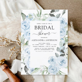 Invitación Dusty Blue Bridal Shower Floral Greeneration