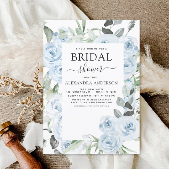 Invitación Dusty Blue Bridal Shower Floral Greeneration (Subido por el creador)