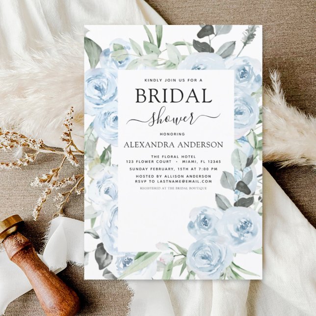 Invitación Dusty Blue Bridal Shower Floral Greeneration (Subido por el creador)