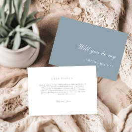 Invitación Dusty Blue  Bridesmaid Proposal Card