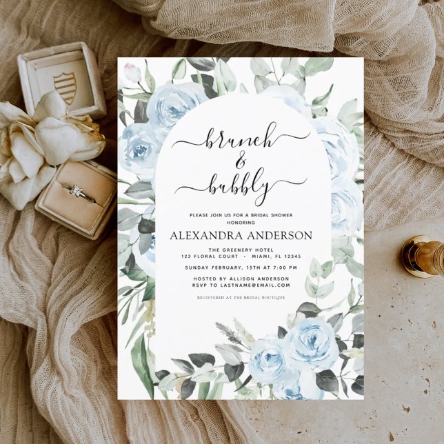 Invitación Dusty Blue Brunch & Bubbly Bridal Shower Invitatia (Subido por el creador)