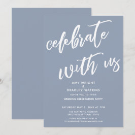 Invitación Dusty Blue Celebran con Nosotros Recepción de Boda