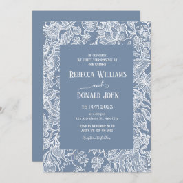 Invitación Dusty Blue Chinoiserie boda Floral