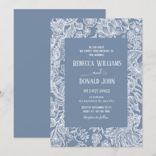 Invitación Dusty Blue Chinoiserie boda Floral