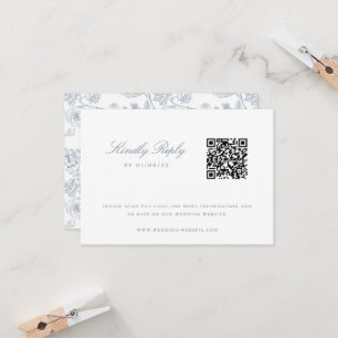 Invitación Dusty Blue Chinoiserie Boda QR Code