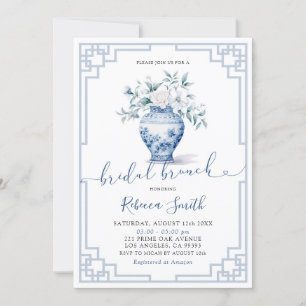 Invitación Dusty Blue Chinoiserie Ginger Jar Bridal Brunch