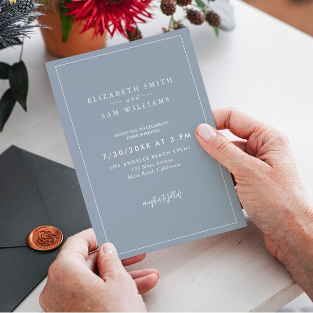 Invitación Dusty Blue Classic Elegant Moderno Boda sencillo (Subido por el creador)