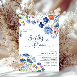 Invitación Dusty Blue Cornflower Meadow Baby in Bloom Shower