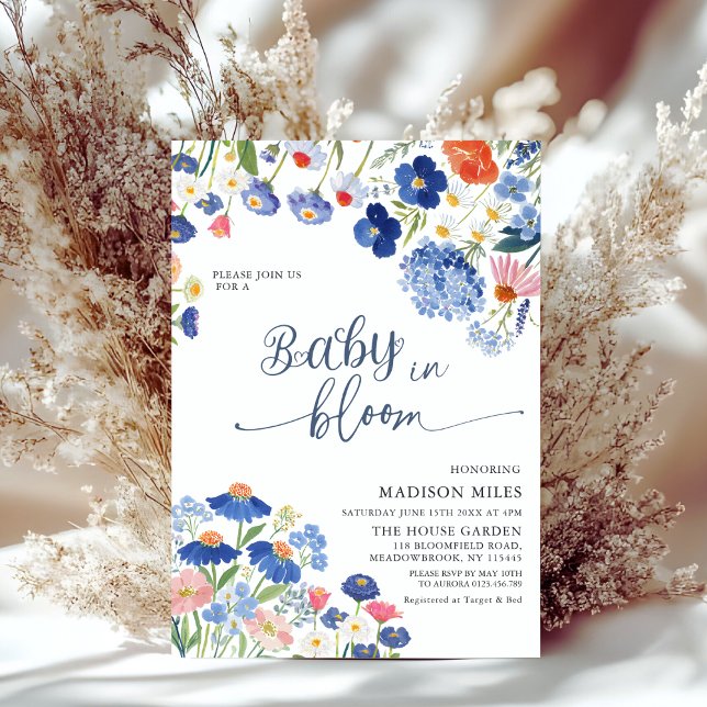 Invitación Dusty Blue Cornflower Meadow Baby in Bloom Shower (Subido por el creador)