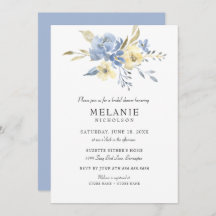 Dusty Blue Cream Floral Bridal Shower