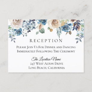 Invitación Dusty Blue Cream Floral Wedding