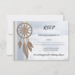 Invitación Dusty Blue Dreamcatcher Wedding RSVP Card