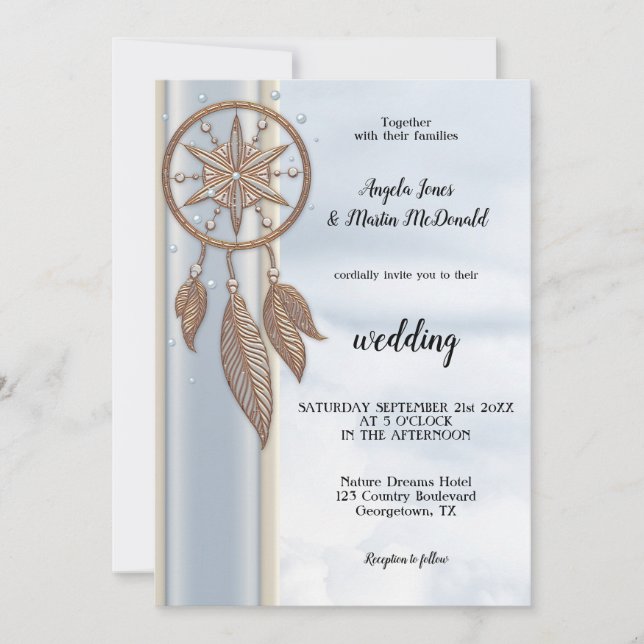 Invitación Dusty Blue Dreamcatcher Wedting (Anverso)