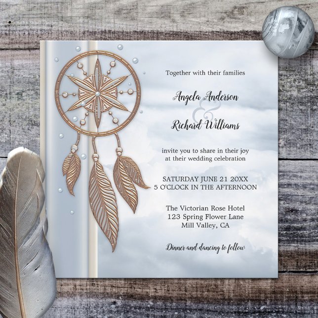 Invitación Dusty Blue Dreamcatcher Wedting (Subido por el creador)