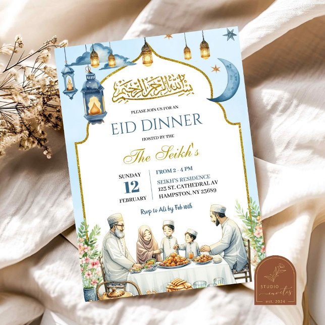 Invitación Dusty Blue Eid Ramadan Iftar Cena Islam Familia (Subido por el creador)
