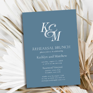 Invitación Dusty Blue Elegal ensayo clásico Brunch