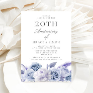 Invitación Dusty Blue Elegance 20° Aniversario Boda