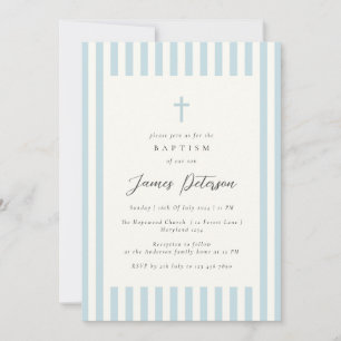 Invitación Dusty Blue Elegant Baptism Boy