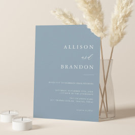 Invitación Dusty Blue Elegant Calligraphy Simple Boda