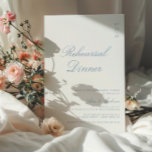 Invitación Dusty Blue Elegant Calligraphy Test Cena<br><div class="desc">Elegante caligrafía polvoriento ensayo moderno azul invitación a cenar.</div>