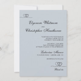 Invitación Dusty Blue Elegant Chic Calligraphy Wedding