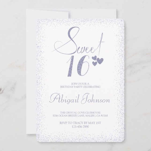 Invitación Dusty Blue Elegant Chicas dulces 16 cumpleaños (Anverso)