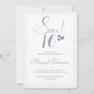 Invitación Dusty Blue Elegant Chicas dulces 16 cumpleaños