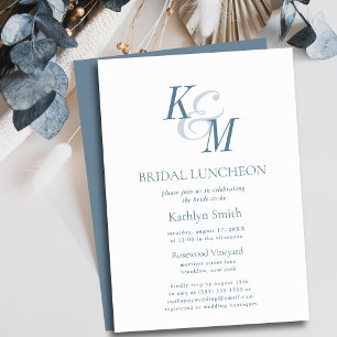 Invitación Dusty Blue Elegant Clásico Simple Bridal Luncheon