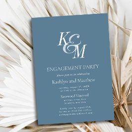 Invitación Dusty Blue Elegant Classic Engagement Party