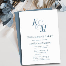 Invitación Dusty Blue Elegant Classic Engagement Party