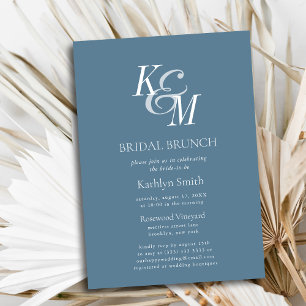 Invitación Dusty Blue Elegant Classic Simple Bridal Brunch