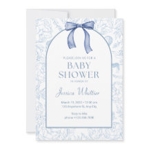 Dusty Blue Elegant Floral Baby Shower