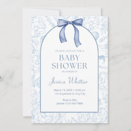Invitación Dusty Blue Elegant Floral Baby Shower