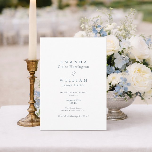 Invitación Dusty Blue Elegant French Wedding Invitation (Subido por el creador)