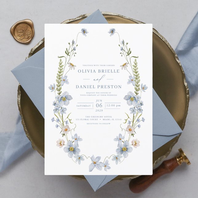 Invitación Dusty Blue Elegant Garden Vintage Wedding (Subido por el creador)
