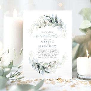 Invitación Dusty Blue Elegant Green Engagement Party