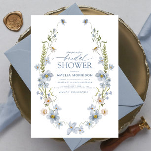 Invitación Dusty Blue Elegant Jardín Vintage Bridal Ducha