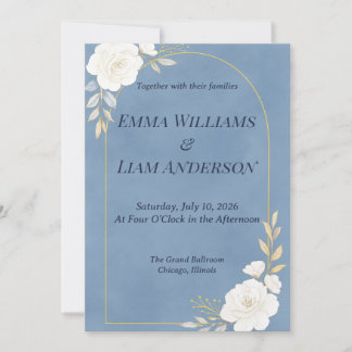 Invitación Dusty Blue Elegant Minimalist Wedding Invitation