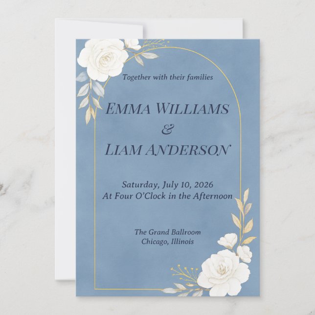 Invitación Dusty Blue Elegant Minimalist Wedding Invitation (Anverso)