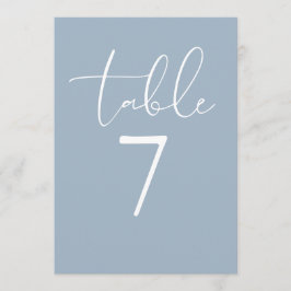 Invitación Dusty Blue Elegant Modern Script Table Number