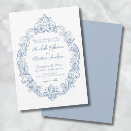 Invitación Dusty Blue Elegant Romantic Ornate Vintage Wedding