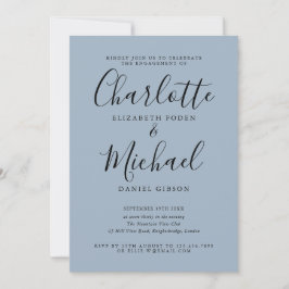 Invitación Dusty Blue Elegant Script Engagement Party