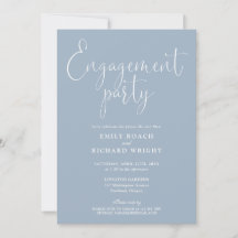Dusty Blue Elegant Script Engagement Party