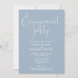 Invitación Dusty Blue Elegant Script Engagement Party