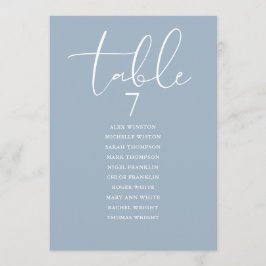 Invitación Dusty Blue Elegant Seating Plan Table Number