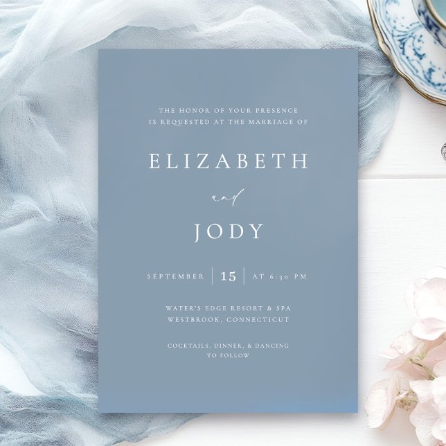 Invitación Dusty Blue Elegant Simple Wedding Modern (Subido por el creador)