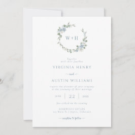 Invitación Dusty Blue Elegant Wedding